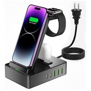 8 in 1 Multifunctional Wireless Charger in Black. New in Box!